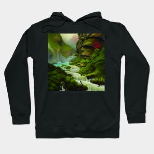 Beautiful River Under Mountains with Plants Hoodie